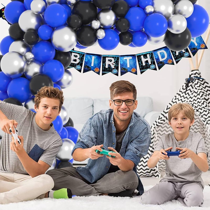 LUDEOU Black Blue Silver Balloon Garland Arch Kit - Royal Blue Black Balloons Silver Balloons for Boss Boy Baby Birthday Video Gamer Birthday Retirement Graduation Class of 2025 Prom Party Decorations - Image 4